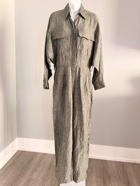PIECE OF WHITE Luxe 100% Linen Beautiful Jumpsuit Sz 36/6 NWT $1,200!! rare!!